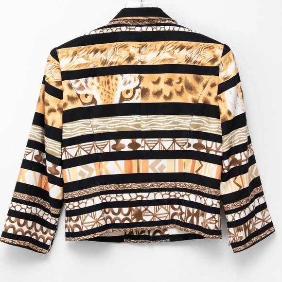 Alberto Makali Blazer Animal Mix Tiger Leopard Print Jacket Statement Size 8 - Picture 2 of 6